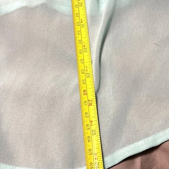 Y2K Light Aqua Sheer Button-Up Blouse Pockets & Roll-Up Sleeves By Pearl Size L - Picture 7 of 7